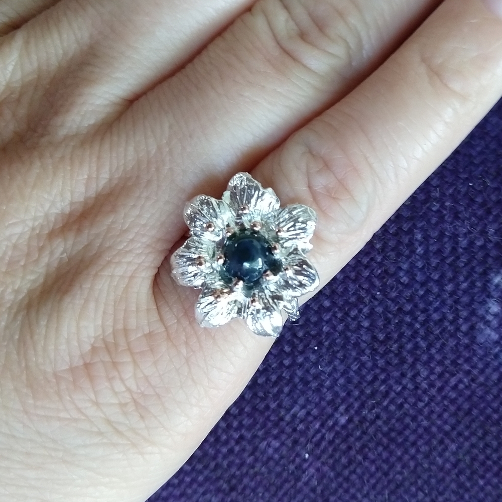 💢 SOLD 💢star sapphire flower art ring - Picture 5 of 8